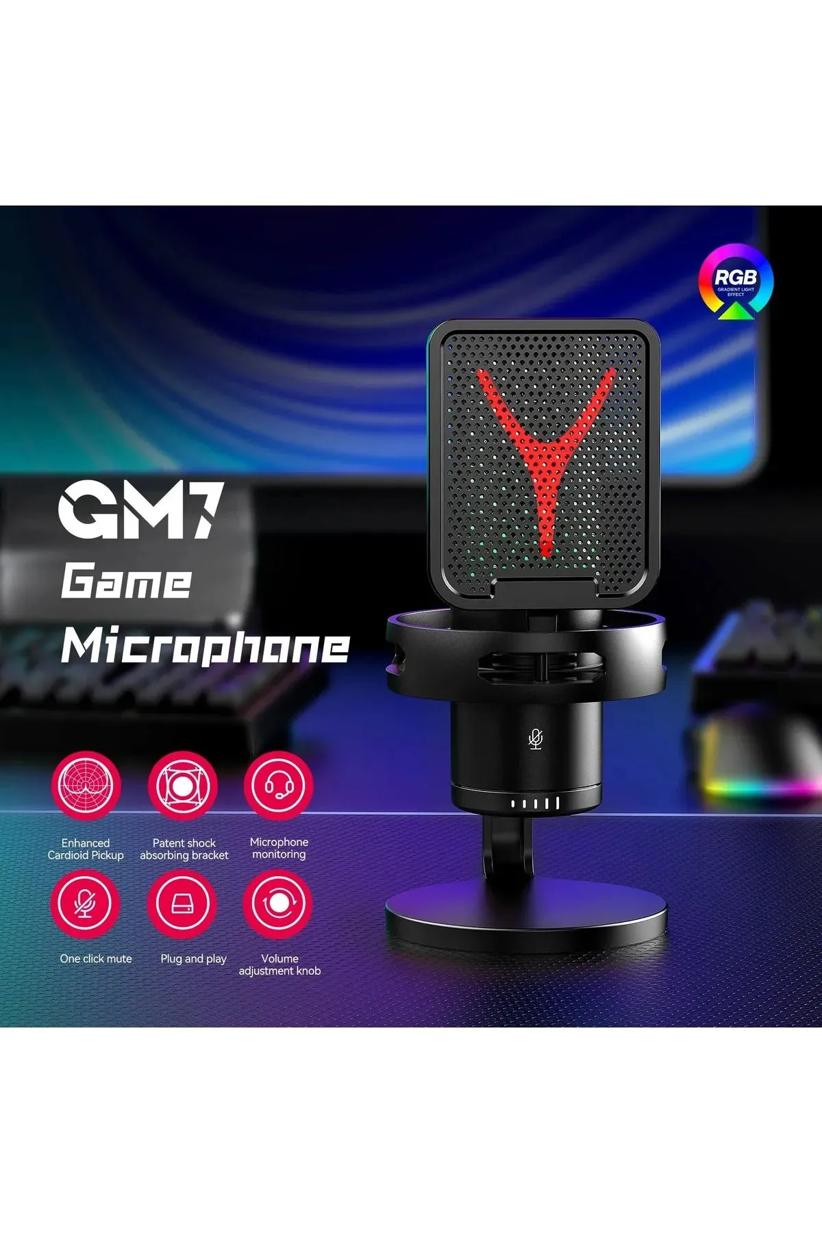 Yanmai Gm7-b Bilgisayar Masaüstü Mikrofon Semi Pro Tak Çalıştır Usb Kablolu Vlog Canlı Yayın 
